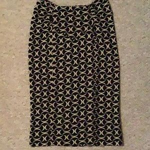Diane von Furstenberg Brown and Tan Stretchy Knit MIDI Skirt Size 6